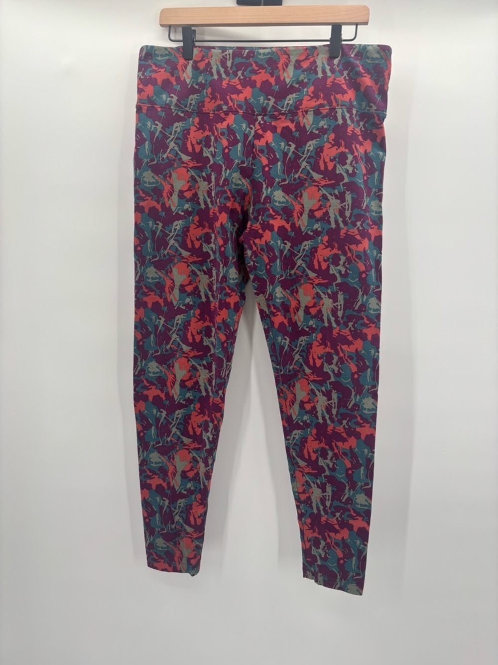 Soft Surroundings Vibrant Abstract Print Leggings - Purple & Teal Size Large